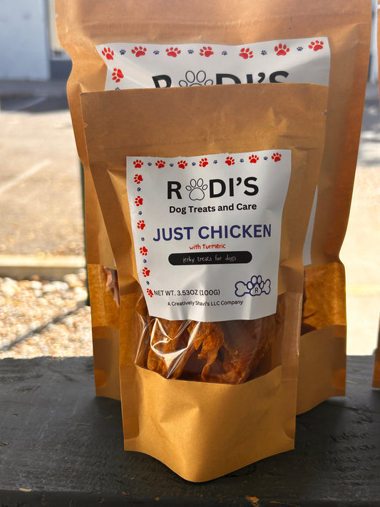 Jerky Treats for Dogs- Just Chicken with Turmeric Lrg Bag